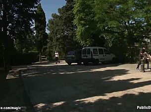 Spanish babe bound and ass fucked outdoors, isn't she?