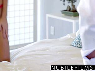 Naughty teen 18+ playfully seduces her boyfriend in an intimate homemade scene