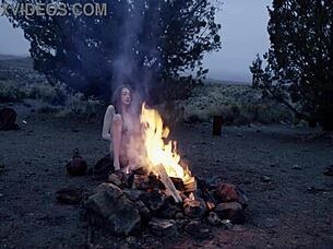 fantasy baremaidens at the campfire scene