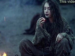 fantasy baremaidens at the campfire scene