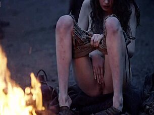 fantasy baremaidens at the campfire scene