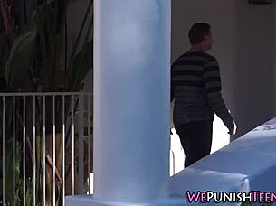 teen babe explores deep throating techniques