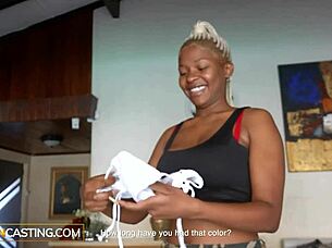 blonde in braids deepthroats ebony cock in pov