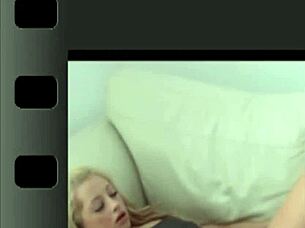 Brunette babe in lingerie puts cuffs on naughty boy, teasing with panties