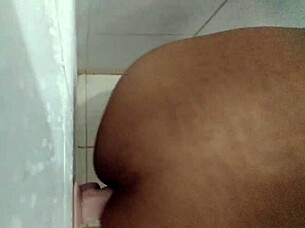 Fuck me in the ass with dildo in the bathroom!