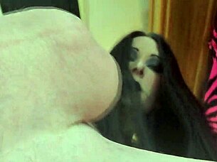 Close-Up Teasing With A Cute Trans Babe At Home