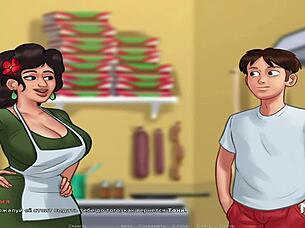 in summertimesaga, maria enjoys mustache riding and receives creampie from teen babe