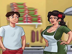 in summertimesaga, maria enjoys mustache riding and receives creampie from teen babe