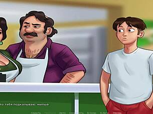 in summertimesaga, maria enjoys mustache riding and receives creampie from teen babe