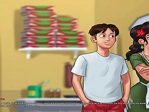 in summertimesaga, maria enjoys mustache riding and receives creampie from teen babe