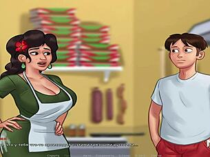 in summertimesaga, maria enjoys mustache riding and receives creampie from teen babe