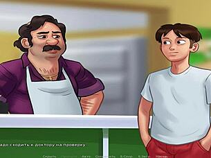 in summertimesaga, maria enjoys mustache riding and receives creampie from teen babe