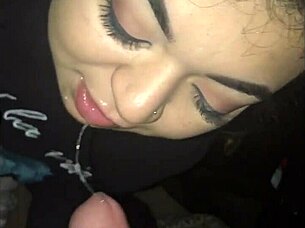 mami gets sloppy facial from big cock