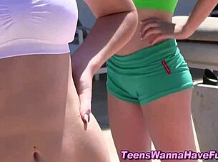 Wow! Teen amateurs banged hard and spunked in outdoor party!