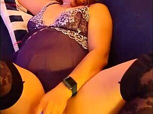 I watched my hotwife steffi do a sexy pussy dance in her purple teddy, it was so hot i couldn't believe it.