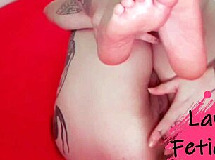 Does this redhead tease with feet fetish?