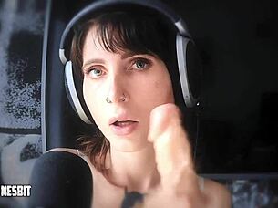 Lou Nesbit and Lia Louise give jerk off instructions with dirty talk in femdom ASMR session.