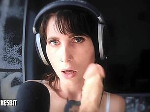 Lou Nesbit and Lia Louise give jerk off instructions with dirty talk in femdom ASMR session.