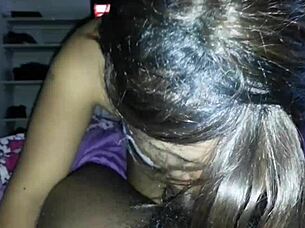 pretty girl performs blowjob and swallows eagerly