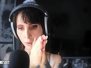 Lou Nesbit and Lia Louise give jerk off instructions with dirty talk in femdom ASMR session.