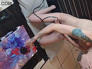 Naked painting session continues with artistic focus