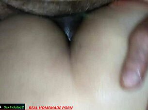 bartender's ass and pussy fucked close-up with creampie