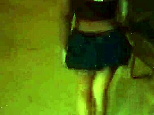 Sofia teases with pussy flash on public street