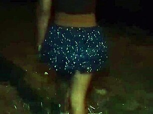 Sofia teases with pussy flash on public street