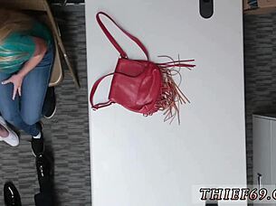 hidden cam catches teen suspects in uniform giving blowjobs during theft, leading to group 3some