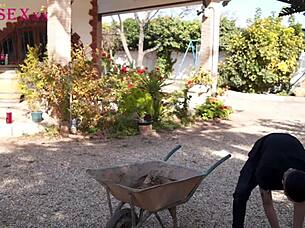 That teen girl is getting fucked by her employee outdoors in Spain, it's wild