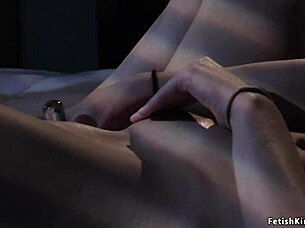 tradesman rough bangs bound brunette in tight choking group session