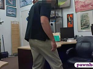 hot woman with glasses getting railed by pawn keeper