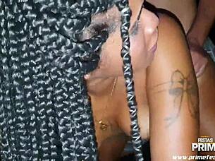 I can't believe this hot brunette is in a gangbang, getting banged by all these guys! So hot!