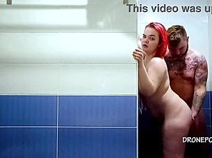 redhead chubby girl is fucking hard in the shower 😍