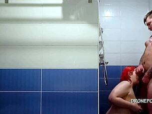 redhead chubby girl is fucking hard in the shower 😍