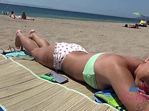 kimmy kimm gives blowjob on beach pov