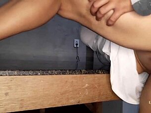 Naughty Uncle Catches Latina Niece on Table for Intense Cumshot Action in Red Light District.