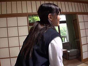 asian amateur mio fukada rides cock cowgirl and gets handjob in hot spring