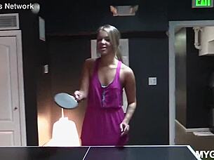 Blonde flashes during ping pong game