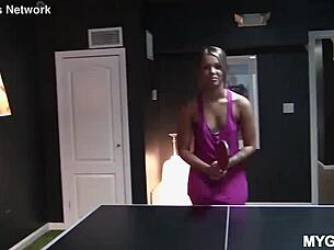Blonde flashes during ping pong game