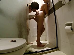 Hidden camera captures petite girl in shower