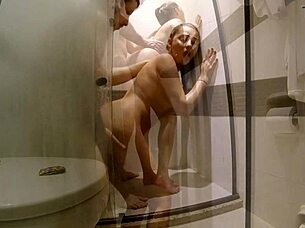 Hidden camera captures petite girl in shower