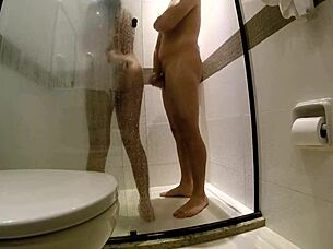 Hidden camera captures petite girl in shower