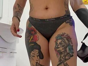 Watch this blonde teen rip her clothes off in a provocative striptease?