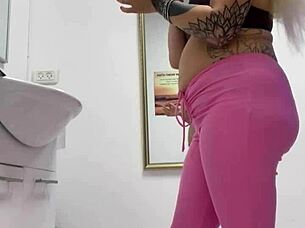 Watch this blonde teen rip her clothes off in a provocative striptease?