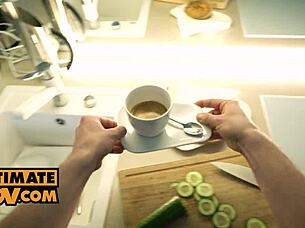 In this pov, hot wife shalina devine makes her hubby cum in the morning with blowjob and riding