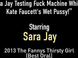 Hot Sara Jay Tests Fuck Machine While Eating Kate Fauvett's Wet Pussy