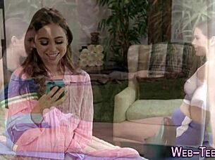 Petite Teen 18+ with Big Tits in Lesbian Oral Scene