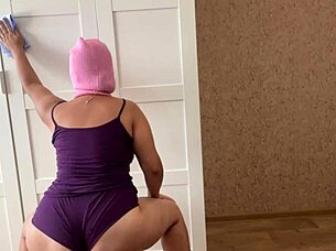 Slut Caresses Cunt In Shorts!