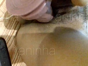 Pounding dildo into tight ebony pussy recorded first time using toys